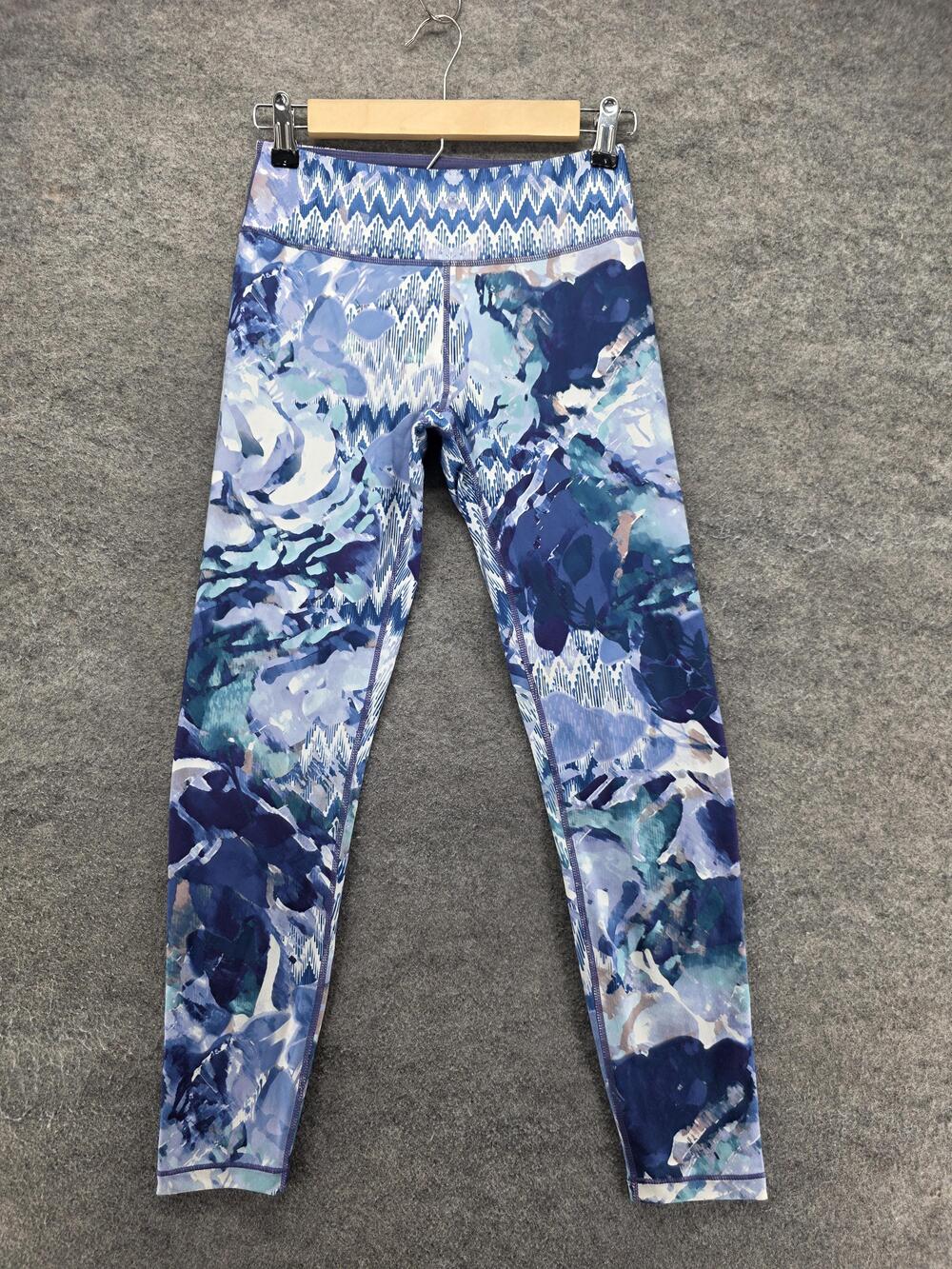 PrAna Leggings Womens XS Blue Ankle Low Rise Ikat Stretch Yoga Activewear